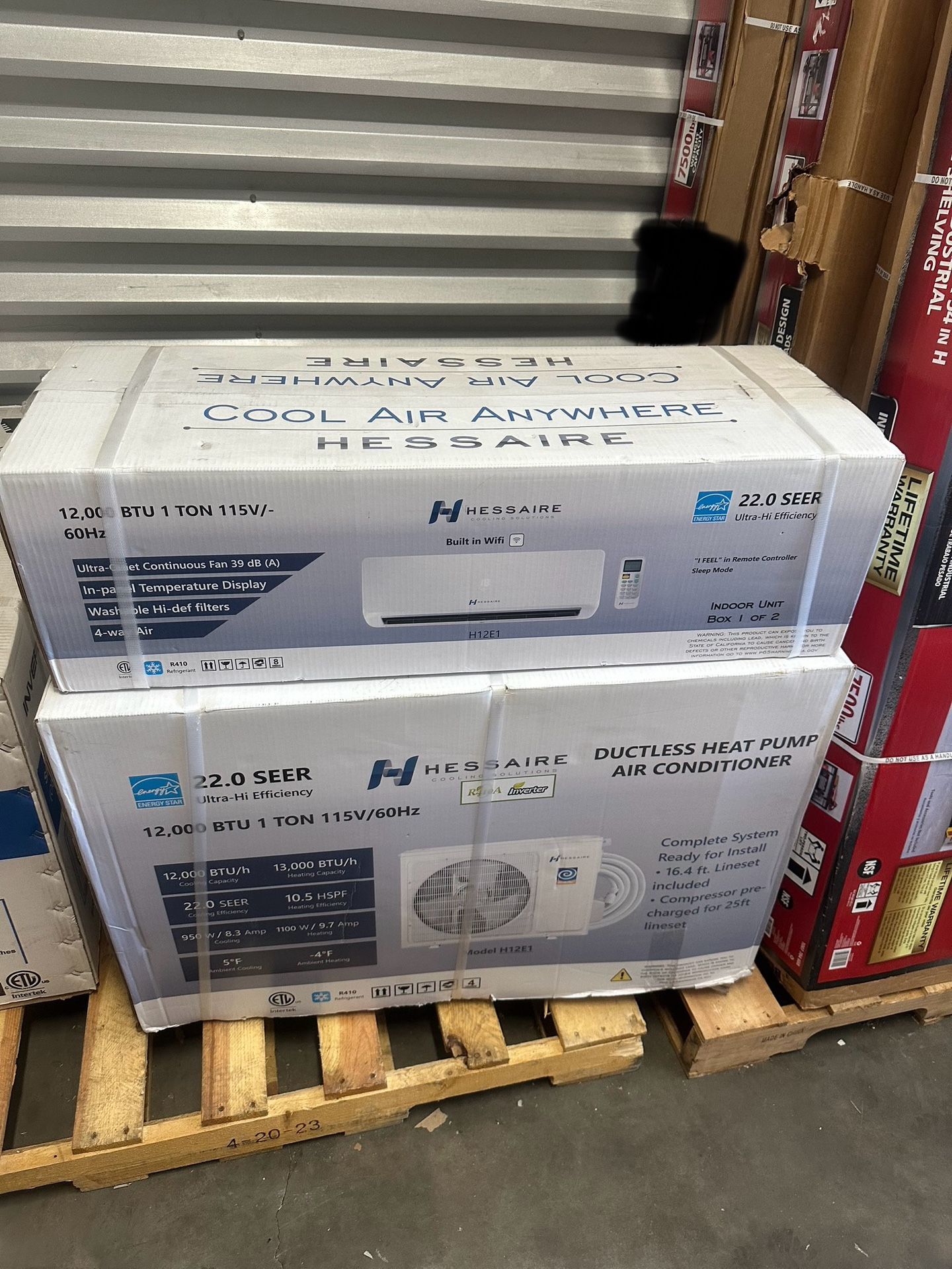 Hessaire DIY SEER2 12,000 BTU Wi Fi Ton Ductless Mini Split - Main Image