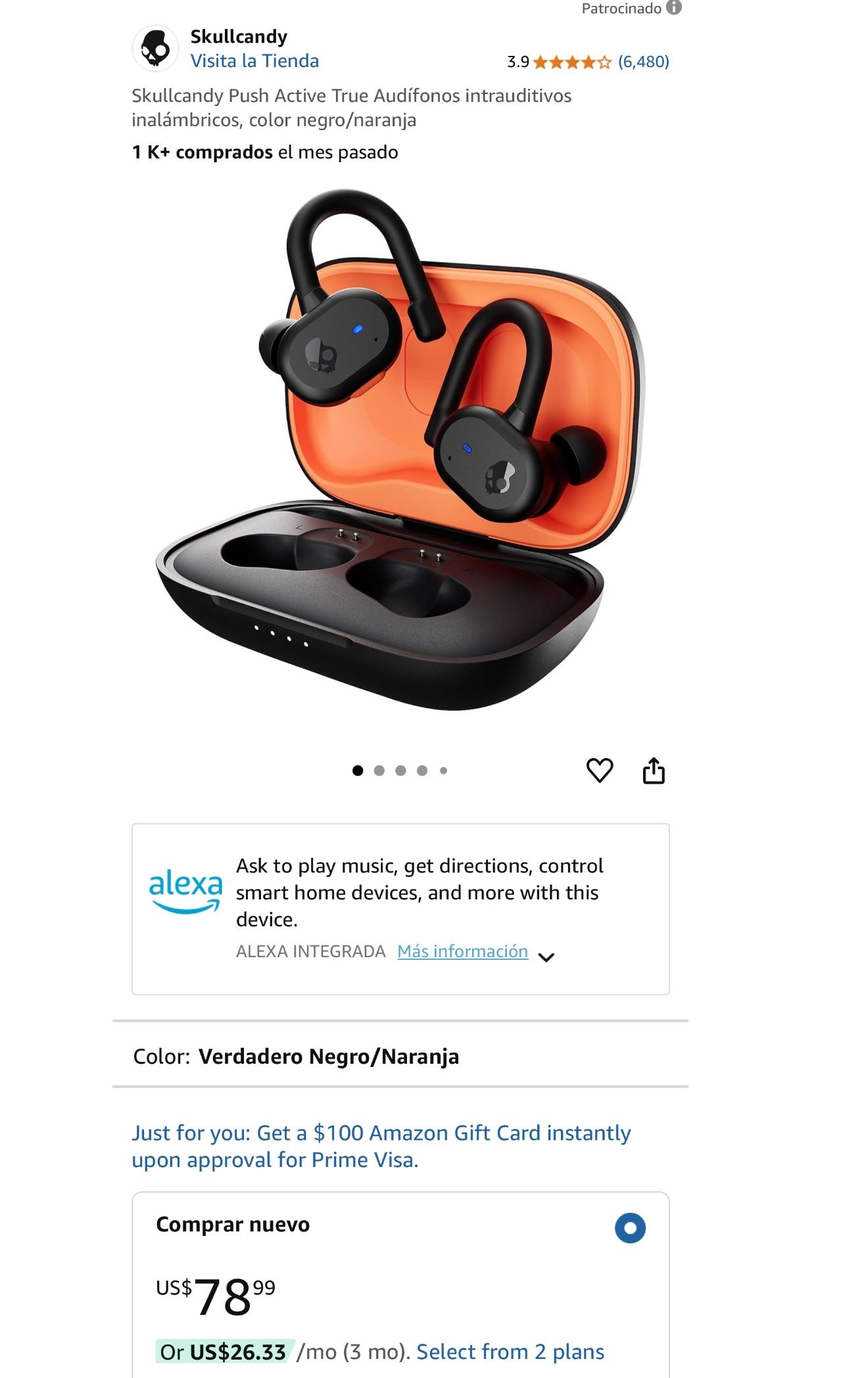 NEW SKULLCANDY PUSH ACTIVE TRUE WIRELESS SPORT EARBUDS BLACK FAST FREE SHIPPING