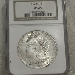 1882 S Morgan Silver Dollar Graded BGC MS65