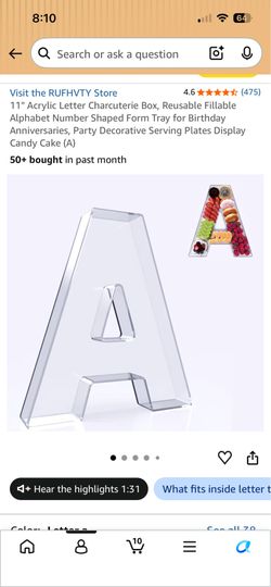 Acrylic letter A tray