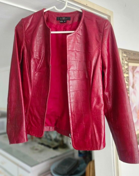 Vtg Red Leather Women’s Jacket 2 