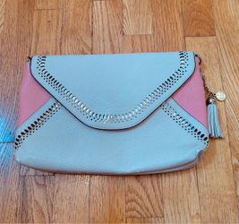 Jessica Simpson Pink & Beige Clutch Bag with Stylish Tassel Detail