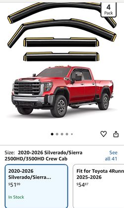 Rain Guards Fit for Truck Chevy Silverado/GMC Sierra 2500HD 3500HD 2020-2026 Crew Cab