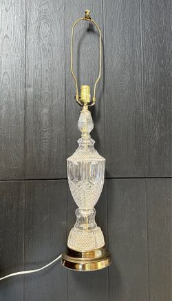 Vintage Cut Glass Table Lamp with Brass Base