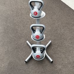 Universal Kettle Bell Set W/ Stand 5, 7.5 & 10 Lb.