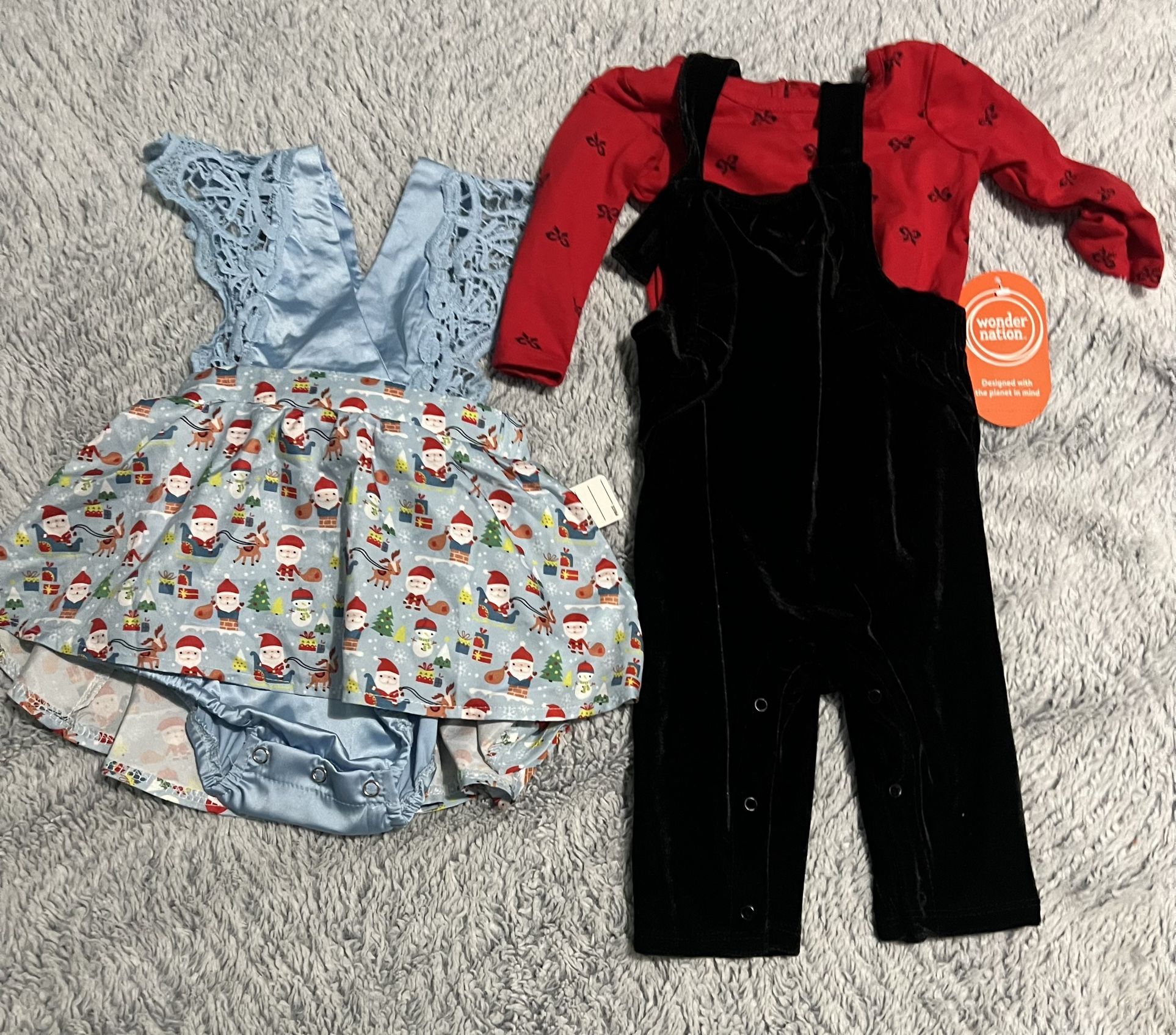 Baby Santa Dress And Holidays Overall Size 3-6 Months Lot