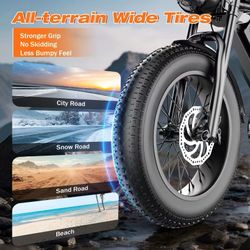 27.9 mph 20*4.0 big wheel electric mountain bike, 749W 65 miles, 48V 20Ah