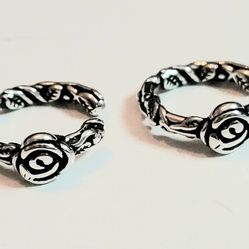 925 Sterling Silver Set Floral Women's Ear Cuffs Cuff Earrings Gift