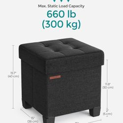 SONGMICS 15" Storage Ottoman Small Ottoman Foot Rest with Legs - Black