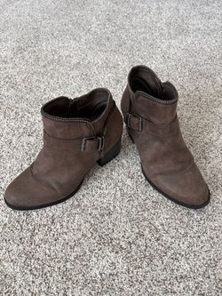 Brown Ankle Boots with Buckle Detail