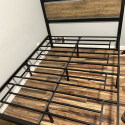 Full sized bed frame + mattress + box spring