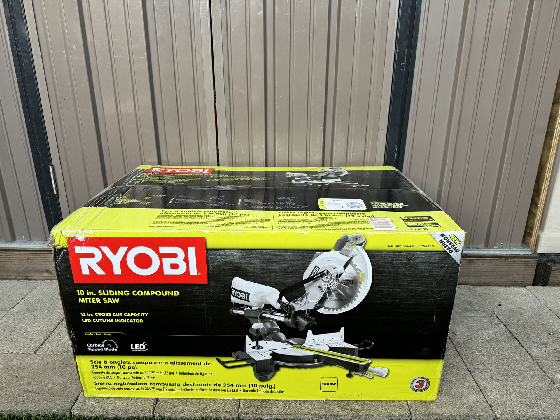 RYOBI 10” Sliding Compound Miter Saw Cross Cut Capacity LED Cutline Indicator Heavy duty 15 Amps Motor 