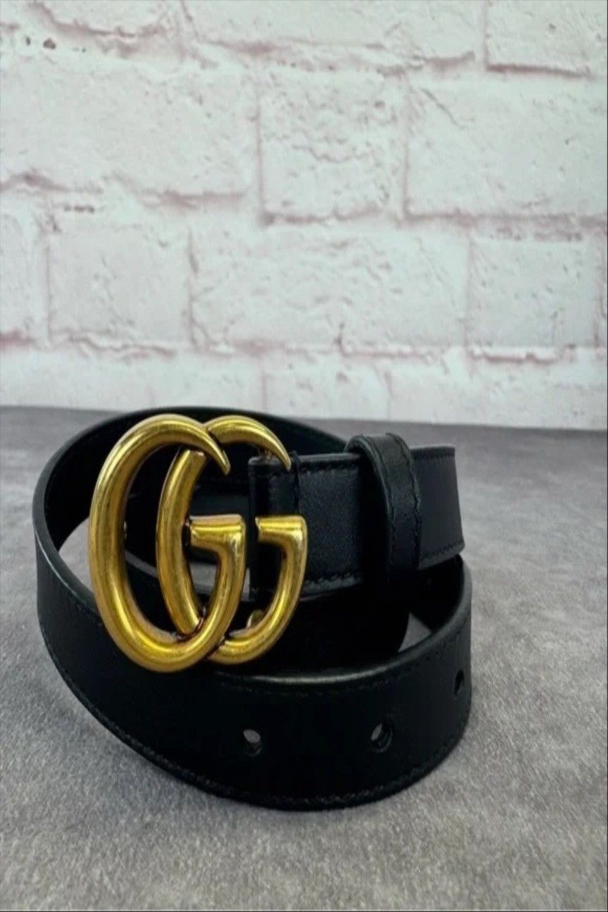 Black Leather Slim g Marmont Belt