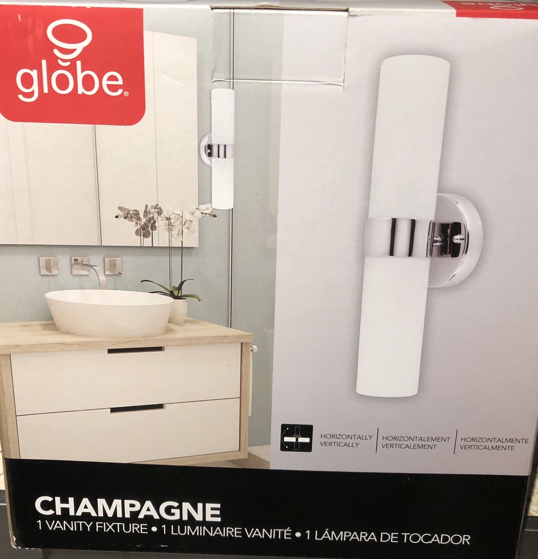 Globe Electric 50769 Champagne Light Vanity Light, Chrome Finish