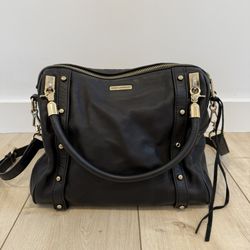 Rebecca Minkoff Cupid Satchel – Black Leather, Gold Hardware + Dust Bag
