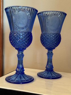 Vintage  Fostoria  '76 Colbalt  Blue Avon Goblets