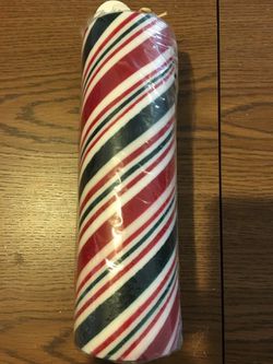 9 in pillar holiday stripe candle new!