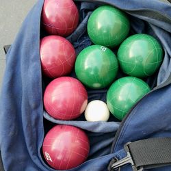 Bocce Ball Set - Premium Quality Engraved Tournament Bocce Set - 110mm Dark Red and Green Balls