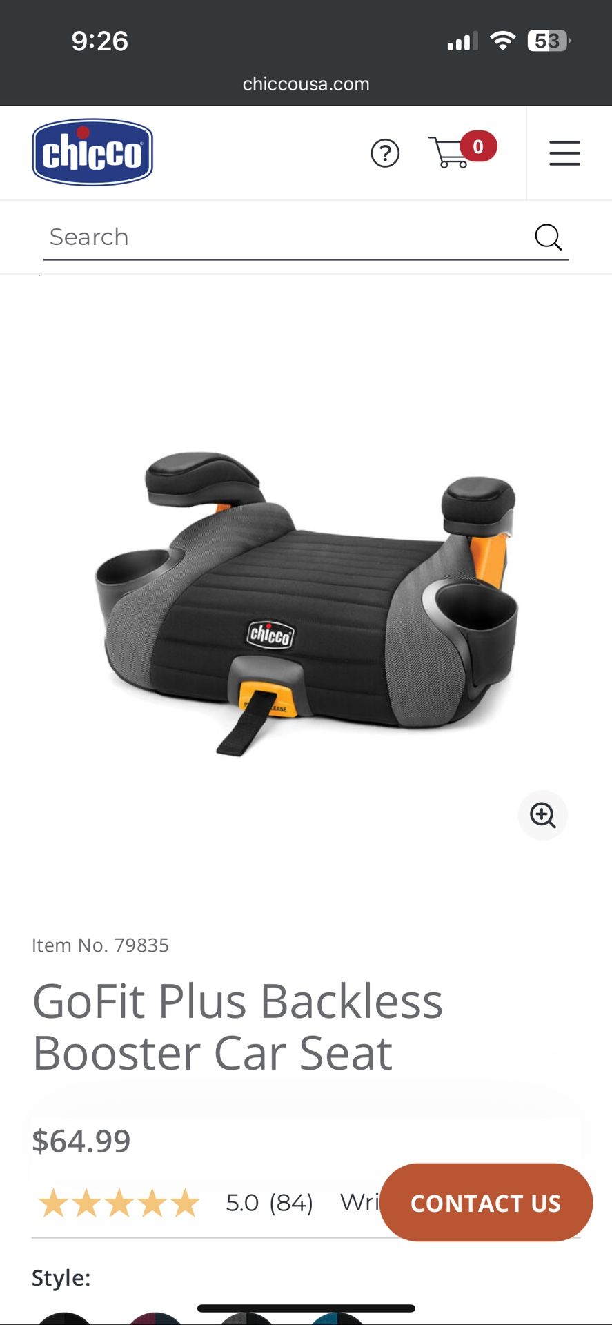 Chicco GoFit Plus Backless Booster Car Seat