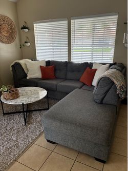 Gray sectional sofa with chase lounge
