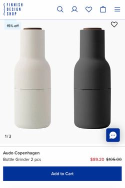 Audo Copenhagen Menu Salt & Pepper Bottle Grinder, 2 pcs, Ash - Carbon - Walnut Top