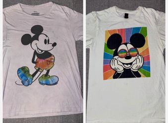 Two Disney Pride Rainbow Sunglasses Mickey Mouse Graphic Tees 100% cotton