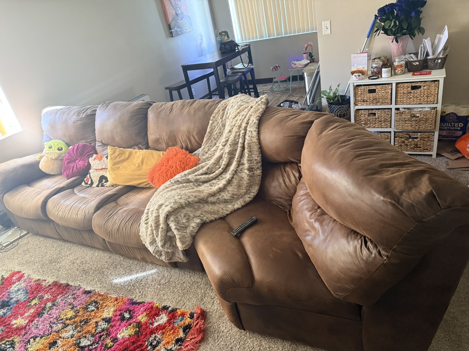 Brown Reclining Sectional Sofa — Great Condition, Moving Sale