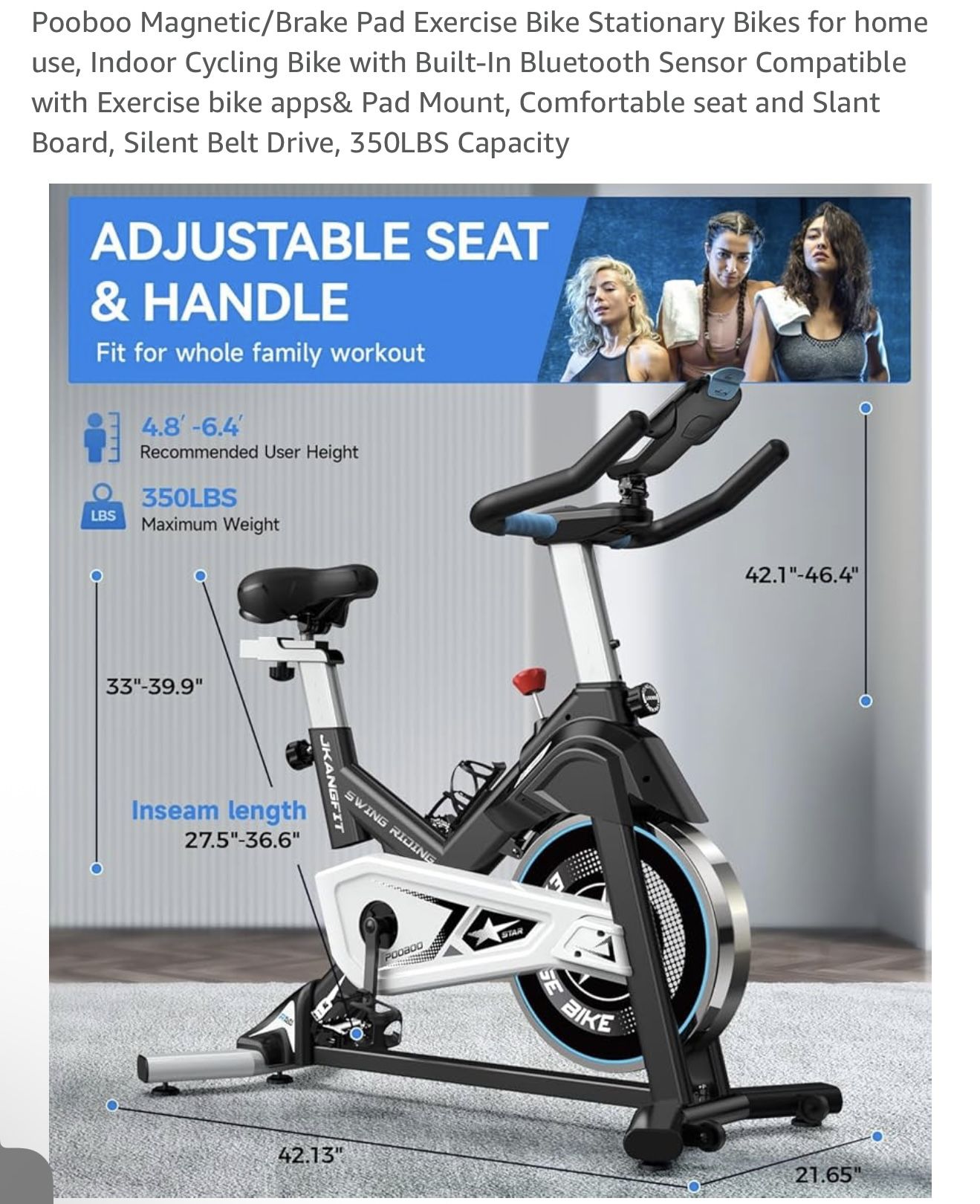 Pooboo Magnetic/Brake Pad Exercise Bike Stationary Bikes for home use
