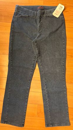 Chic Classic Collection Easy Fit Elastic Waist Pull On Jeans Dark Wash NWT 14 Avg