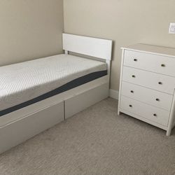 Twin Sized Bed With Drawers And Drawer Chest