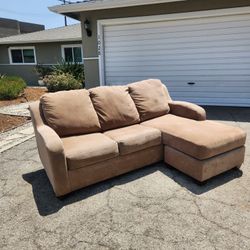 Delivery Available! Brown Beige Sectional Couch Sofa Chaise Futon Pull Out Bed Mattress 
