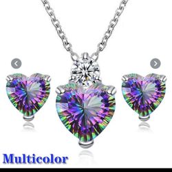 Mystic topaz necklace set rings available to match