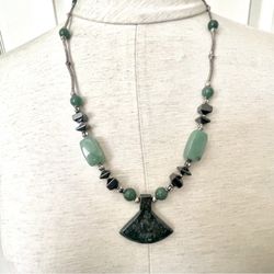 Agate Aventurine Hematite Pendant Necklace 