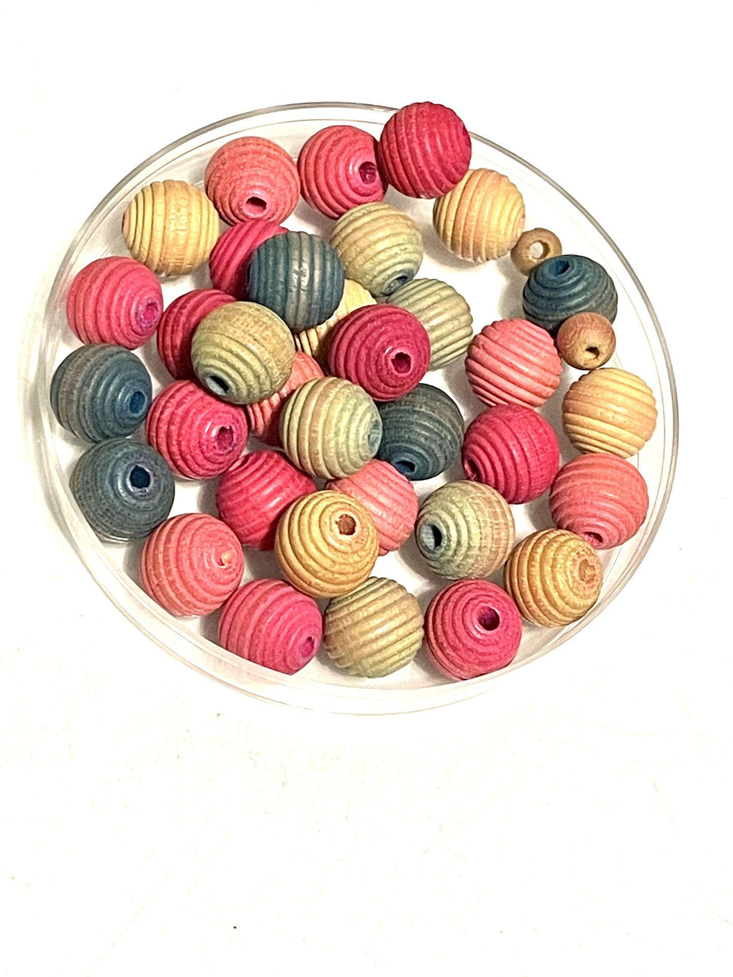 Lot Of Vintage Colorful Wooden Beads