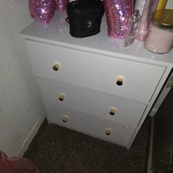 Two 3 Drawer Dressers With Gold Knobs