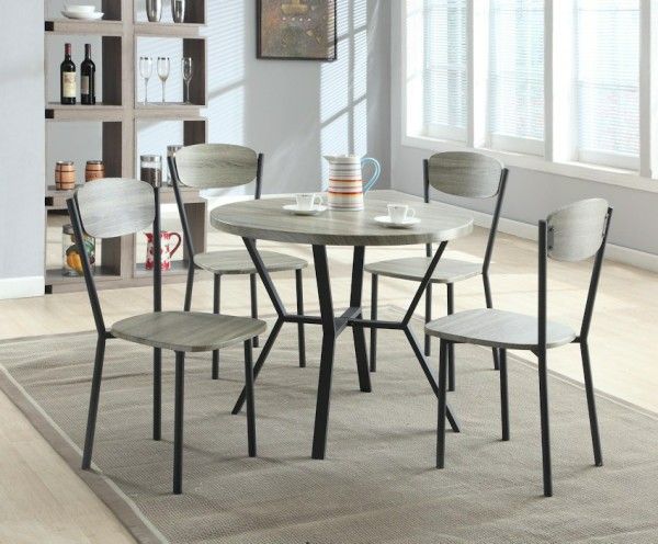 5PC Round Grey Dining Set