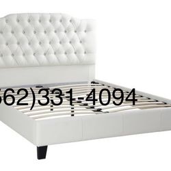New Full Size White Bed W/New Mattress 