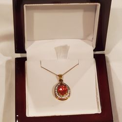 10k Gold Necklace W/citrine Pendant