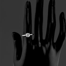 Natural Round Certified Diamond Ring In 14k White Gold 