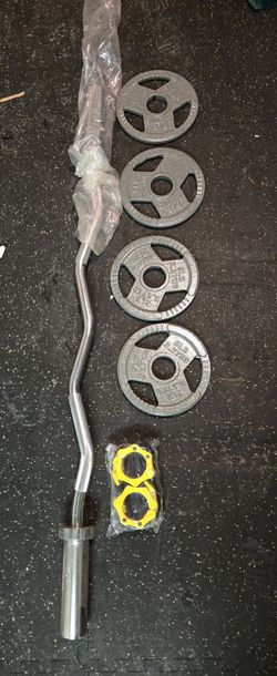 Curl Bar And Weights 