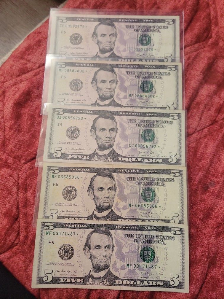 Star Note FIVE DOLLARS & ONE REPETITIVE 