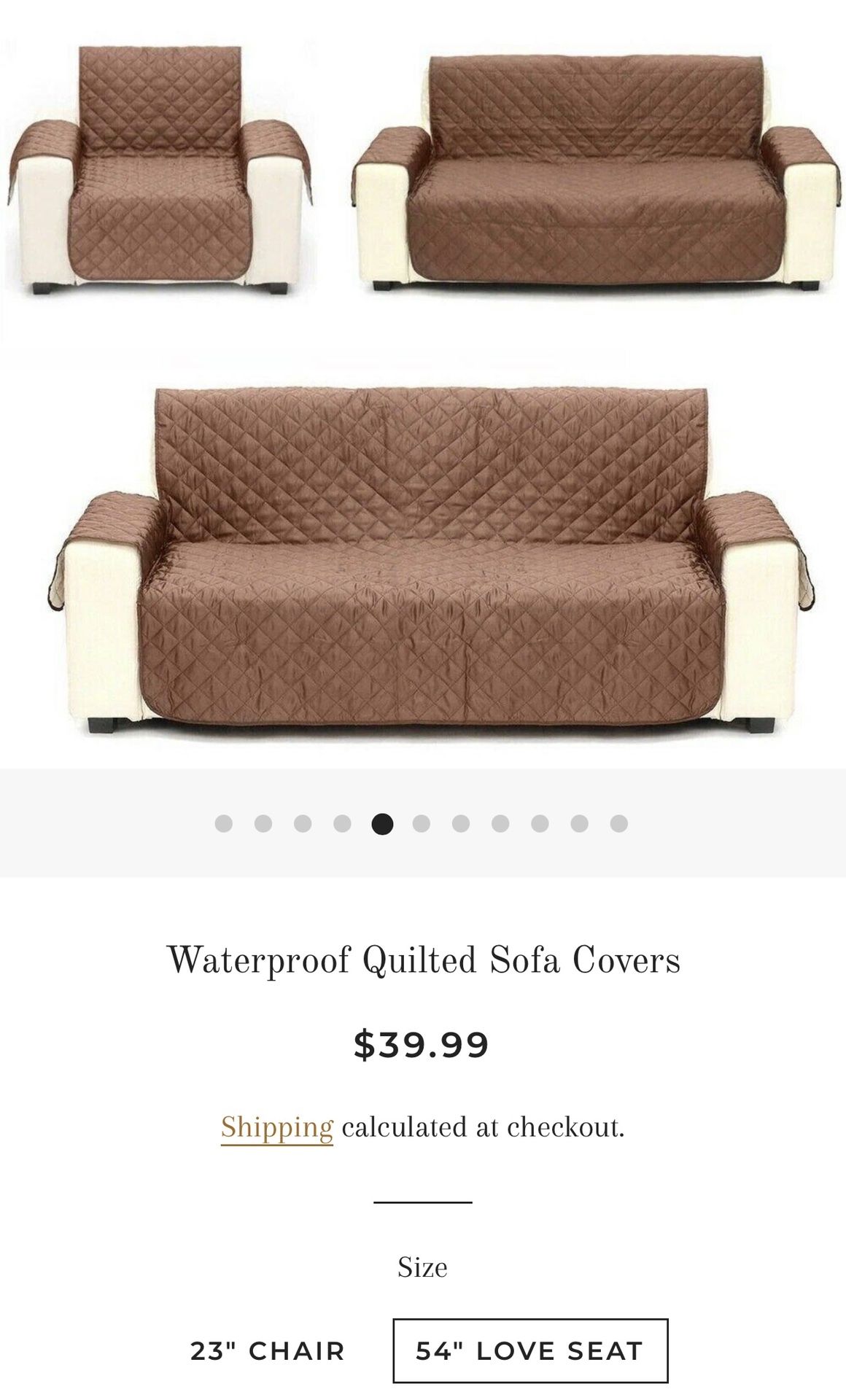 Waterproof Quilted Sofá Cover Loveseat 54”