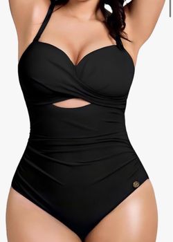 Popilush Black One-Piece Cutout Swimsuit