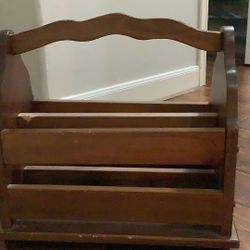 Vintage 1970s Solid Wood Magazine Rack