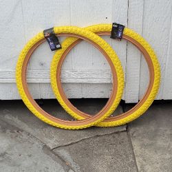NEW Bicycle Bmx Tires 20x1.75 Yellow Gunwall