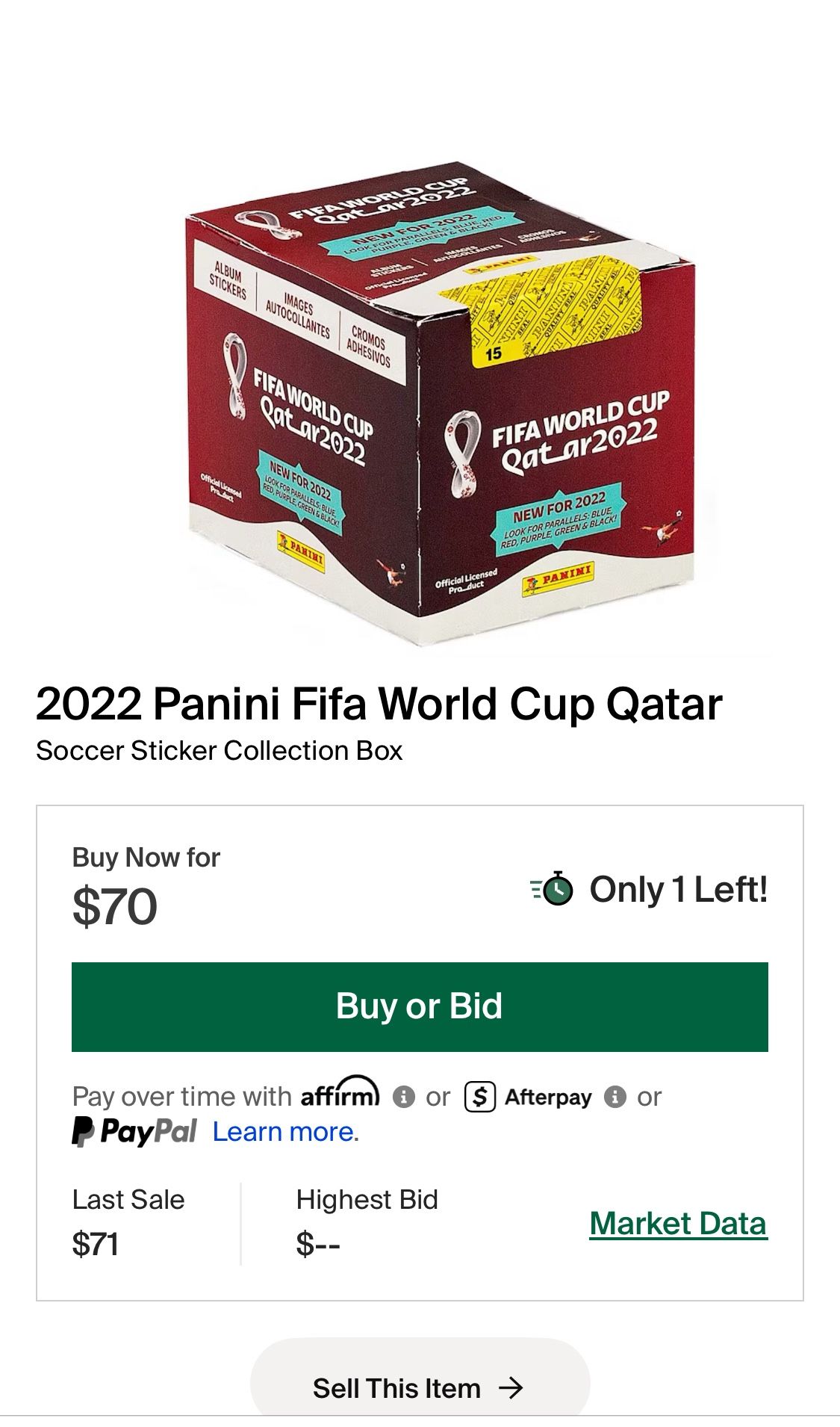 Panini FIFA Soccer World Cup Qatar 2022 Official Sticker Collection box