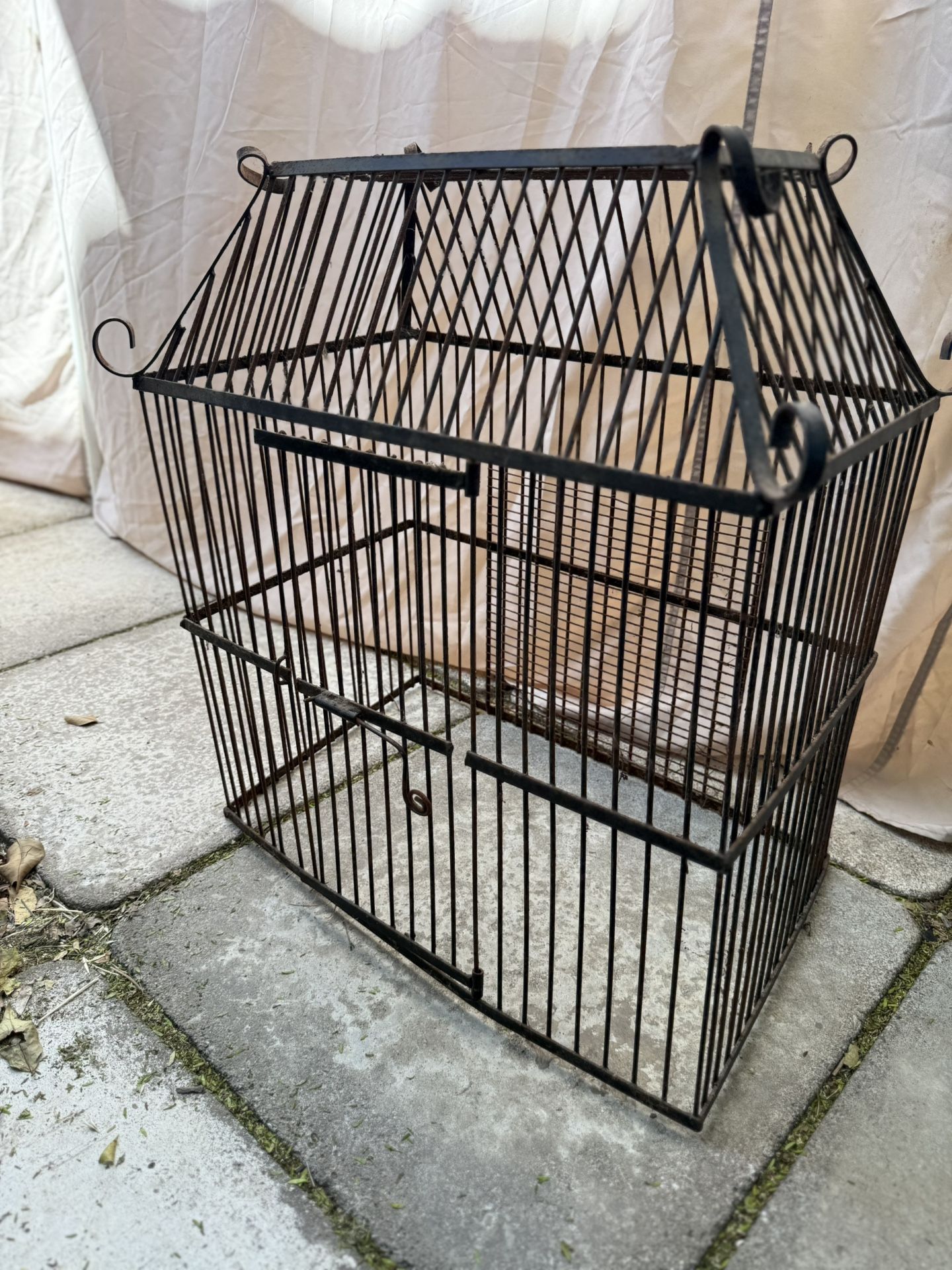 “Rustic Vintage Iron Birdcage – Farmhouse Decor or Planter”