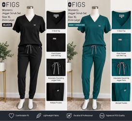 FIGS Women’s Black Jogger Scrub Set – XL