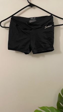 Girls Justice Black Dance Shorts Crossover Waist Gymnastics Activewear Size 7/8