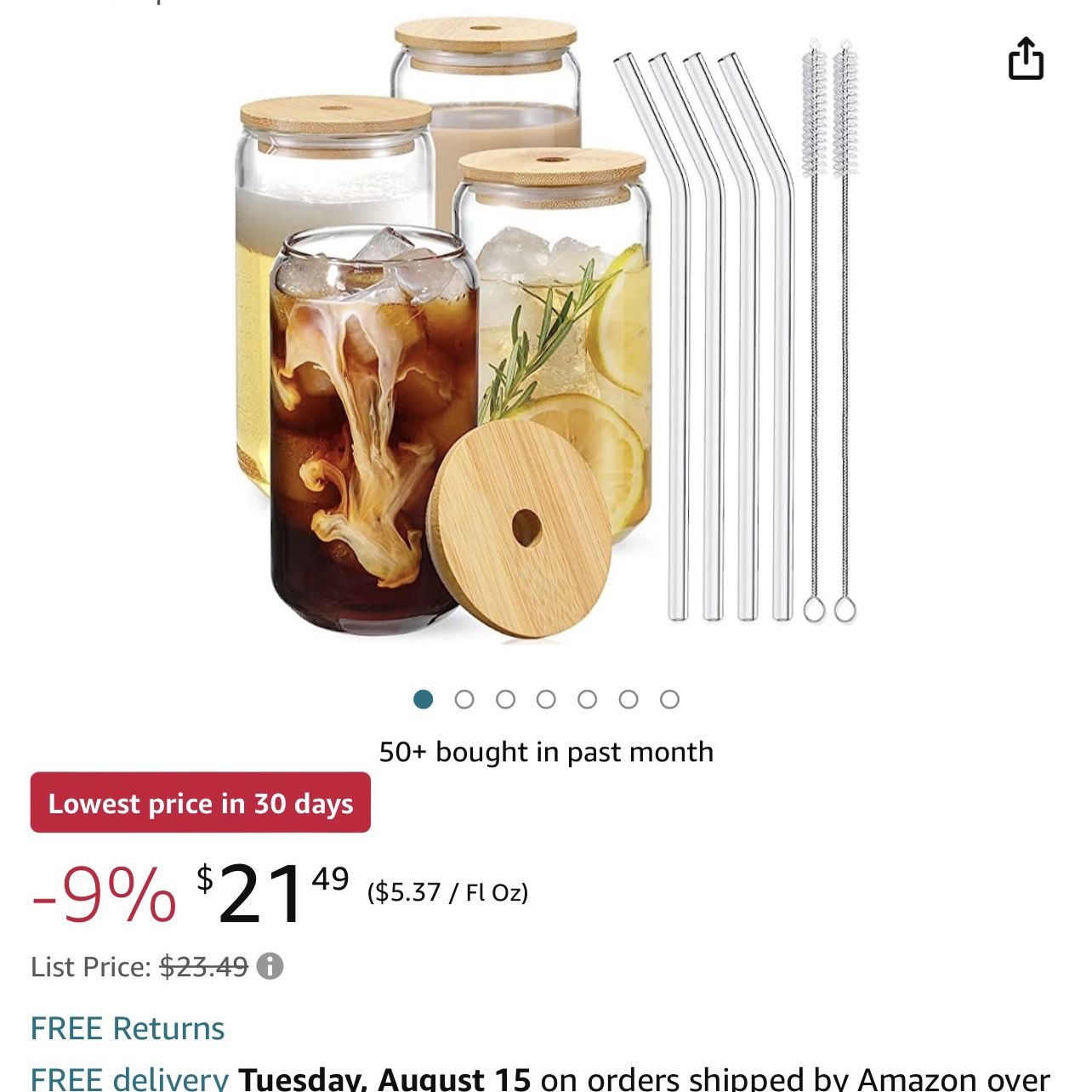 BRAND NEW IN BOX: Drinking Glasses with Bamboo Lids + Glass Straw for Sale  in New York, NY - OfferUp